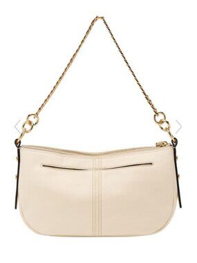Fossil Jolie Leather Small Shoulder Bag with Gold Chain Strap Zip Top